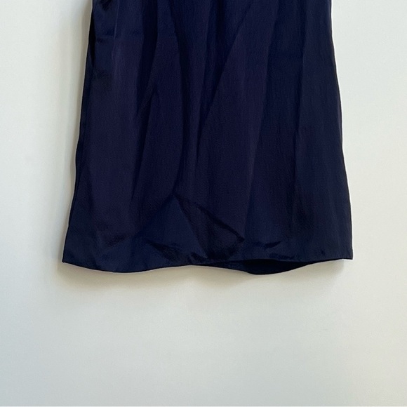 JASON WU  Sleeveless Mock Neck 100% Silk Top Navy Blue Sleeveless Gold Bar 4 - Picture 14 of 15